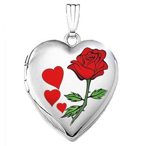 Pictures on Gold Rose Heart Locket