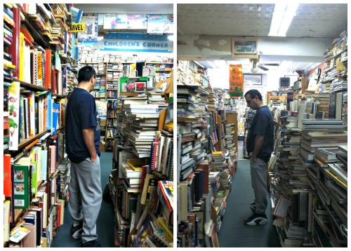 Hubby browsing the books.