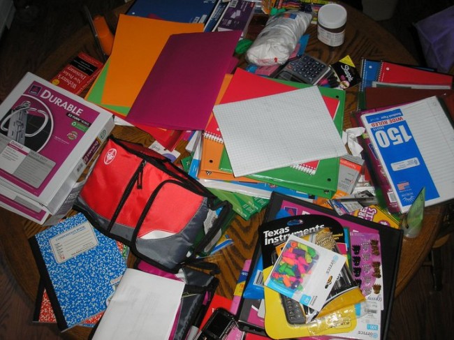 SOME of last year's school supplies for just two kids. 