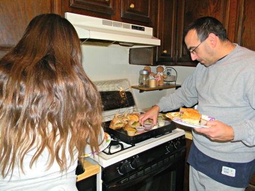 Enjoying Subway sandwiches