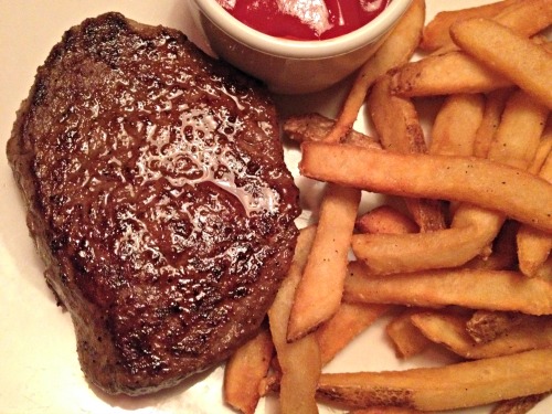 Steak and fries from the Outback Steakhouse